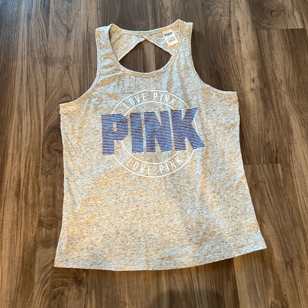 Preowned• Pink Heather grey open back tank